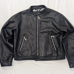 VTG 90s Zap Funwear Moto Jacket Medium Zebra Lining Faux Leather PVC Leather Zip